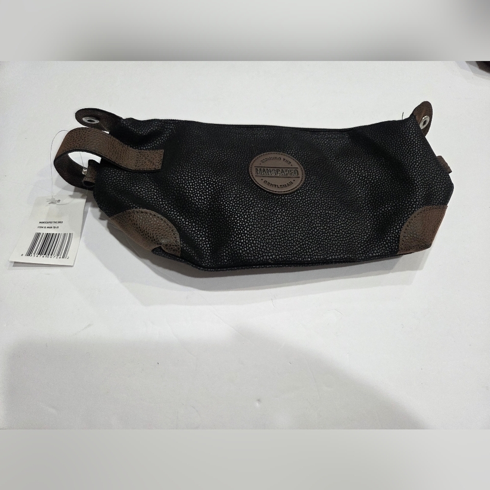 NWT Manscaped Black and Brown PU  Leather-Trim Men’s Travel Pouch